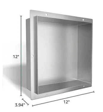 Shower Niche Stainless Steel Brushed No Tile Needed Recessed for Bathroom Storage