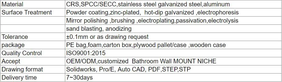 Factory Direct Bathroom 304 Stainless Steel Gold Double Recessed Shower Niche