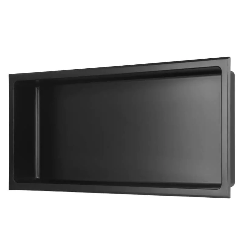 Wall Mount Black Stainless Steel Single Shelf Shower Niche