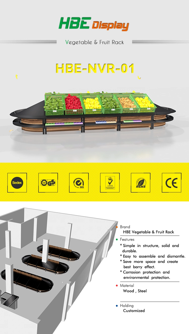 Supermarket Stainless Steel Display Shelf for Vegetables